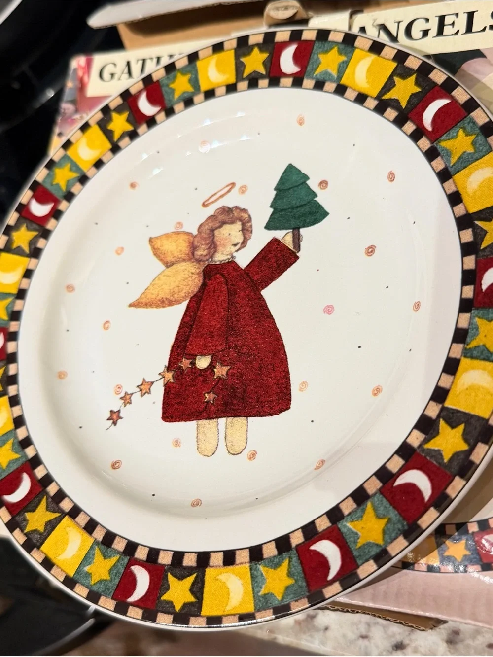 Vintage Sakura Debbie Mumm 1997 Gathering of Angels 4pc 8in Dessert Plates DS
